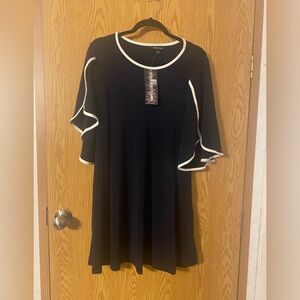 Nina Leonard Black Dress with White Trim